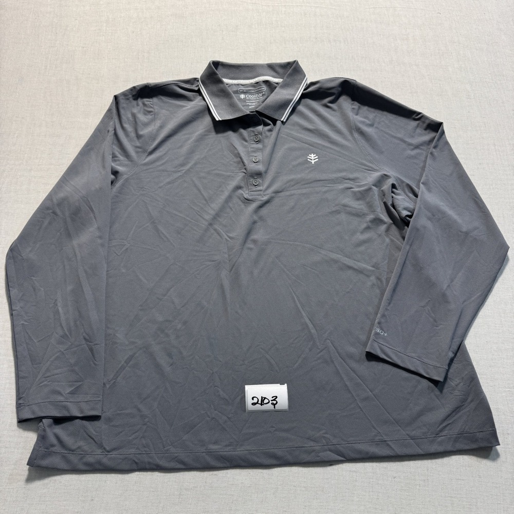 Coolibar Birdie Golf Polo Mens XXL‎ Gray Long Sleeve Excellent